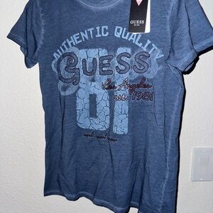 GUESS Men's Blue Graphic T-Shirt